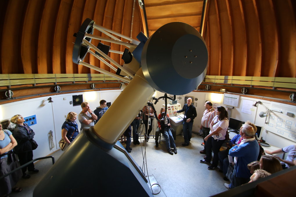 Today's research telescopes are situated far away from populated areas, at sites with optimal observing conditions. Some smaller telescopes will be on view for the Open Day, though.