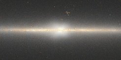 Figure 2: In this map of the central regions of the Milky Way, created by Dustin Lang from data taken with the NASA infrared space telescope WISE, the X-shaped distribution of stars in the bulge is visible.