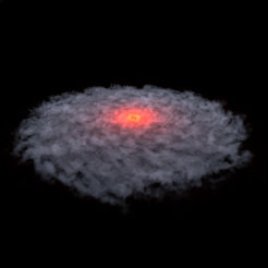 Artists' impression of the gas and dust disk around the planet-like object OTS44. First radio observations indicate that OTS44 has formed in the same way as a young star.