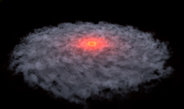Artists' impression of the gas and dust disk around the planet-like object OTS44. First radio observations indicate that OTS44 has formed in the same way as a young star.