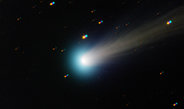<p>Image of the Comet C/2012 S1 (ISON), taken with the TRAPPIST–South national telescope at ESO's La Silla Observatory on the morning of Friday 15 November 2013, whose likely origin is the Oort cloud. This comet is definitely not colliding with Earth, but it shows the typical appearance of comets entering the inner solar system, including the typical tail made of gas and dust.</p>