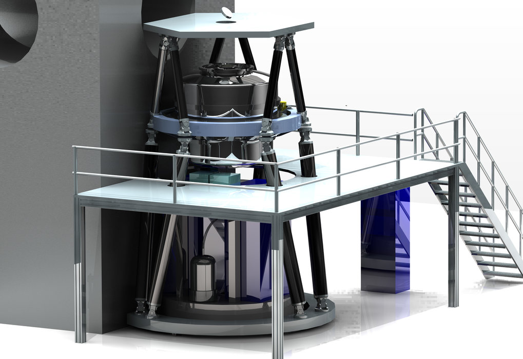 The MICADO instrument will be developed and built by a consortium of European institutes in collaboration with ESO. MICADO will be the first dedicated imaging camera for the giant new telescope E-ELT and will take the power of adaptive optics to the next level. This picture shows how the instrument will look when installed on the telescope.