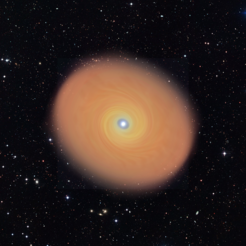Künstlerische Darstellung der Gas- und Staubscheibe um den massereichen jungen Stern AFGL 4176, die Astronomen jetzt nachgewiesen haben.