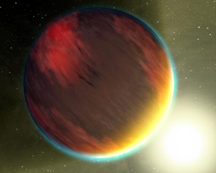 Abb. 1: Diese künstlerische Darstellung veranschaulicht, wie schwer sich das schwache Licht des Planeten isolieren lässt. Denn es ist nur ein winziger Bruchteil der Summe aus Stern- und Planetenlicht, die gemeinsam im Teleskop aufgefangen wird. Abb. 1: Diese künstlerische Darstellung veranschaulicht, wie schwer sich das schwache Licht des Planeten isolieren lässt. Denn es ist nur ein winziger Bruchteil der Summe aus Stern- und Planetenlicht, die gemeinsam im Teleskop aufgefangen wird.