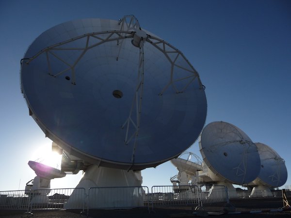 The first antennas of the Atacama Large Millimeter Array at Chajnantor Plain in Chile.