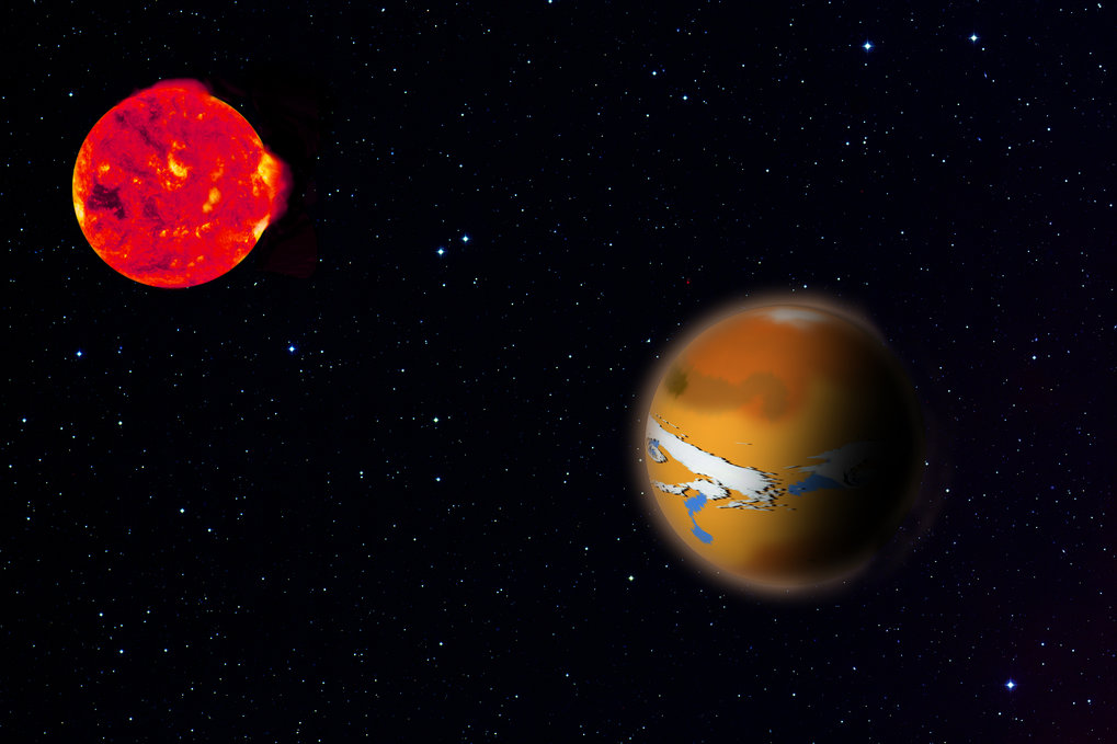 Künstlerische Darstellung von TRAPPIST 1d (rechts) und seinem Stern (links). Neue Forschungsergebnisse zeigen, dass Planeten wie dieser einige ihrer Lebensspuren vor den Beobachtungen der Astronomen verstecken.