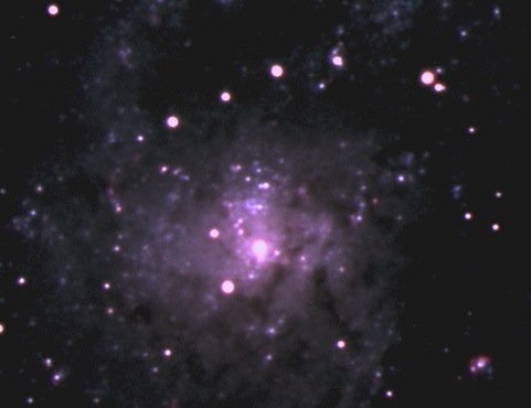 Ergebnis des CCD-Praktikums: Farbbild M33. Dieses Bild wurde im SchüPA 2014 von den Schüler hergestellt.