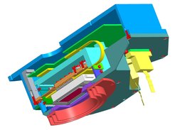 Sectional view of the LINC-NIRVANA detector unit. The infrared detector with 2048x2048 pixels is the core element of the instrument.