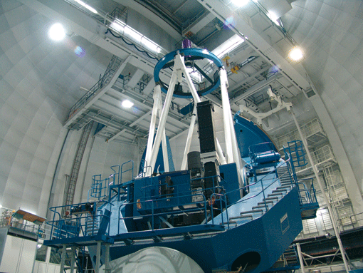 Abbildung 2: Das 3,5-Meter-Spiegelteleskop von Zeiss am Calar Alto-Observatorium. Dieses Teleskop wurde bei den CALIFA-Beobachtungen eingesetzt.