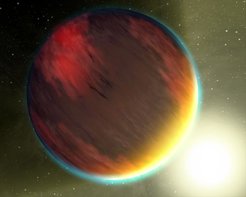 Abb. 1: Diese künstlerische Darstellung veranschaulicht, wie schwer sich das schwache Licht des Planeten isolieren lässt. Denn es ist nur ein winziger Bruchteil der Summe aus Stern- und Planetenlicht, die gemeinsam im Teleskop aufgefangen wird.