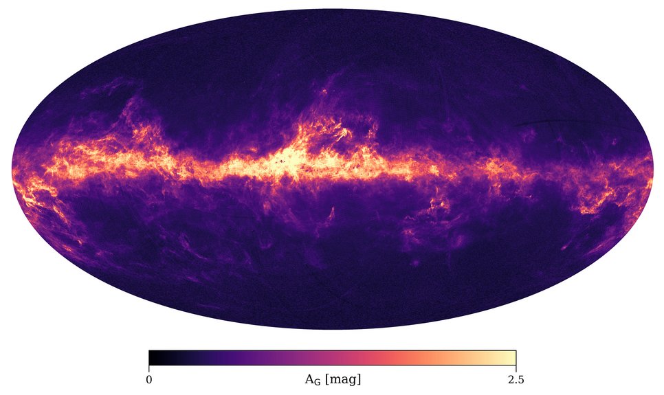Extinktionskarte, basierend auf den Daten des Gaia-DR2