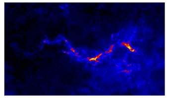 “Eine Säulendichte-Karte der riesigen, filamentartigen Wolke mit dem populären Namen “The Snake – die Schlange”. Kainulainen’s Gruppe möchte ähnliche Karten für Tausende  von Molekülwolken in unserer Milchstraße  erstellen, um zu erforschen, wie diese Strukturen neue Sterne bilden. “Eine Säulendichte-Karte der riesigen, filamentartigen Wolke mit dem populären Namen “The Snake – die Schlange”. Kainulainen’s Gruppe möchte ähnliche Karten für Tausende  von Molekülwolken in unserer Milchstraße  erstellen, um zu erforschen, wie diese Strukturen neue Sterne bilden.