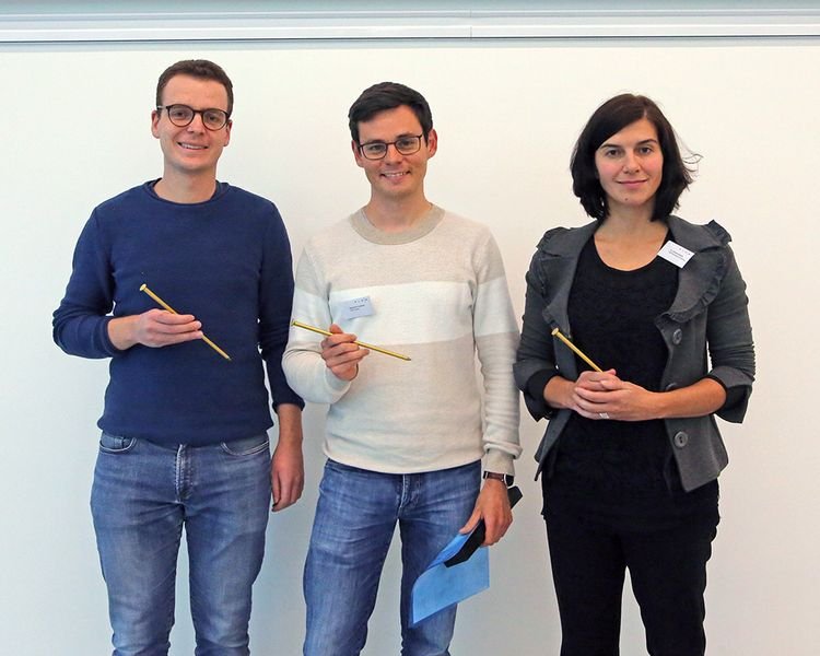 Drei Gewinner des diesjährigen HLRS Golden Spike Award, von links: Thomas Kuhn, Konstantin Fröhlich und Annalisa Pillepich