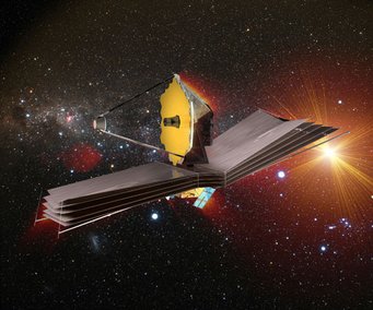 Abb. 1: Das »James Webb Space Telescope« ist ein europäisch-amerikanisches Projekt. Die Leistungsfähigkeit diese Weltraumteleskops wird jene seines Vorgängers, des legendären HUBBLE Space Telescope, weit übertreffen. Abb. 1: Das »James Webb Space Telescope« ist ein europäisch-amerikanisches Projekt. Die Leistungsfähigkeit diese Weltraumteleskops wird jene seines Vorgängers, des legendären HUBBLE Space Telescope, weit übertreffen.
