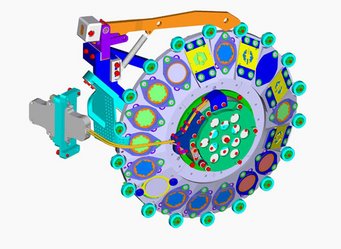 Abb. 2: Das von MPIA und C. ZEISS entwickelte, hochkomplexe Filterrad für das Instrument MIRI, eines der drei Messinstrumente des JWST. Abb. 2: Das von MPIA und C. ZEISS entwickelte, hochkomplexe Filterrad für das Instrument MIRI, eines der drei Messinstrumente des JWST.