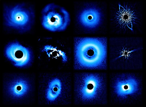Figure 2: Gallery of images of disks around young stars, imaged in the near-infrared by the Subaru telescope as part of the SEEDS project. Understanding these disks is an important part of understanding how planets form around stars. Figure 2: Gallery of images of disks around young stars, imaged in the near-infrared by the Subaru telescope as part of the SEEDS project. Understanding these disks is an important part of understanding how planets form around stars.