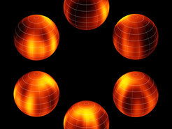 Figure 1: Different views of the surface map of Luhman 16B recreated from VLT observations