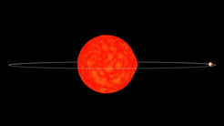 Figure 1: Artist's impression of the planet Kepler-91b which will be swallowed by its host star shortly (astronomically speaking).