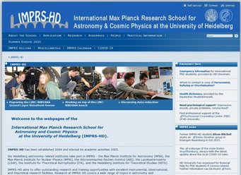 This is how the highly successful IMPRS-HD presents itself on the Internet. This is how the highly successful IMPRS-HD presents itself on the Internet.