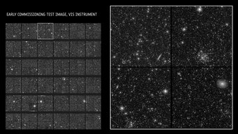 Early commissioning test image – VIS instrument full field of view and zoom in for detail. Early commissioning test image – VIS instrument full field of view and zoom in for detail.