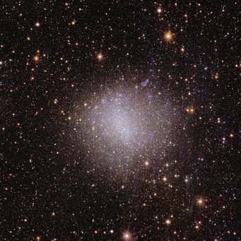 Irregular galaxy NGC 6822 – To create a 3D map of the Universe, Euclid will observe the light from galaxies out to 10 billion light-years. Most galaxies in the early Universe don’t look like the quintessential neat spiral, but are irregular and small. They are the building blocks for bigger galaxies like our own, and we can still find some of these galaxies relatively close to us. This first irregular dwarf galaxy that Euclid observed is called NGC 6822 and is located close by, just 1.6 million light-years from Earth. Irregular galaxy NGC 6822 – To create a 3D map of the Universe, Euclid will observe the light from galaxies out to 10 billion light-years. Most galaxies in the early Universe don’t look like the quintessential neat spiral, but are irregular and small. They are the building blocks for bigger galaxies like our own, and we can still find some of these galaxies relatively close to us. This first irregular dwarf galaxy that Euclid observed is called NGC 6822 and is located close by, just 1.6 million light-years from Earth.