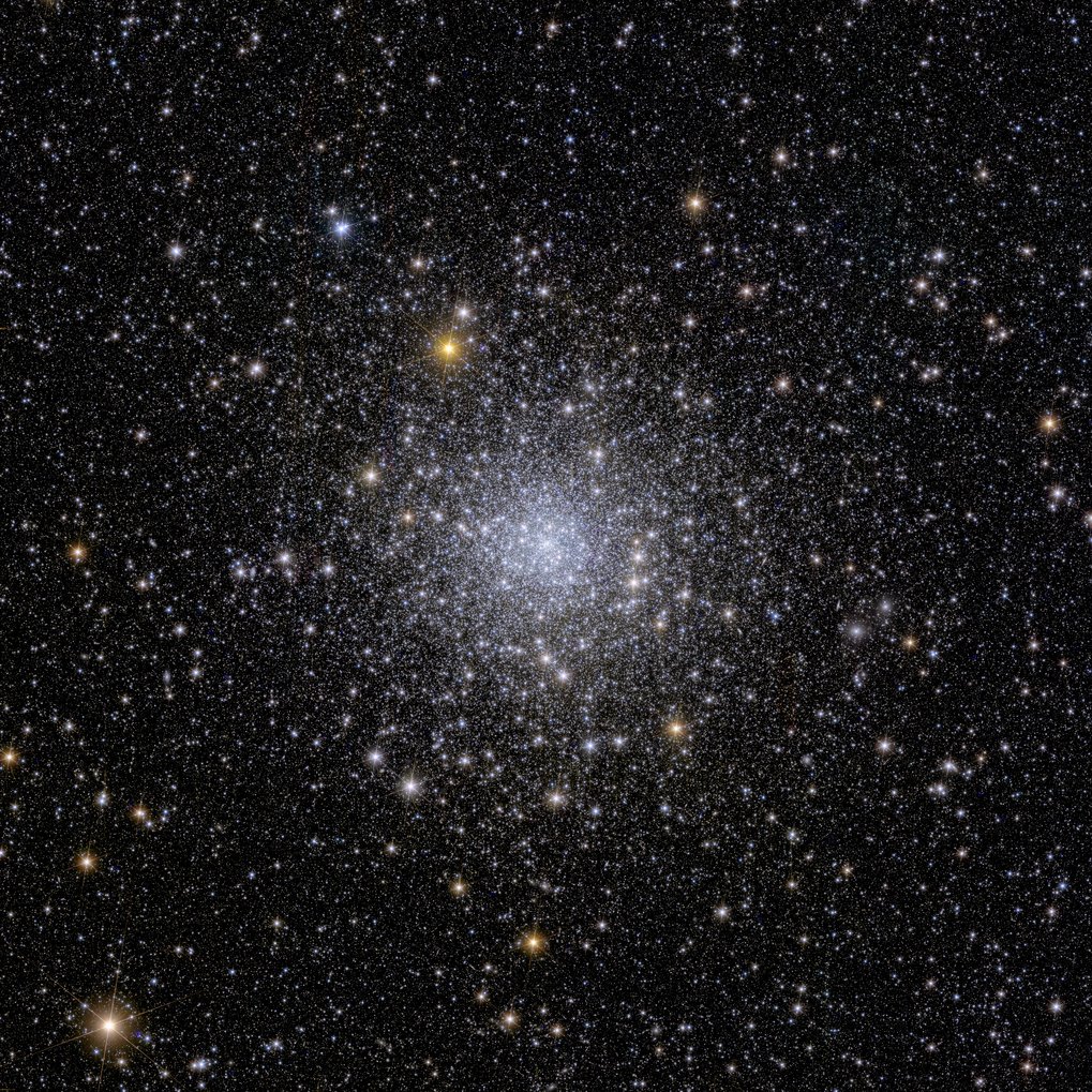 Kugelsternhaufen NGC 6397 – Dieses funkelnde Bild zeigt Euclids Blick auf einen Kugelsternhaufen namens NGC 6397. Es handelt sich um den der Erde am zweitnächsten gelegenen Kugelsternhaufen in einer Entfernung von etwa 7800 Lichtjahren. Kugelsternhaufen sind Ansammlungen von Hunderttausenden von Sternen, die durch die Schwerkraft zusammengehalten werden. Kein anderes Teleskop als Euclid ist derzeit in der Lage, einen ganzen Kugelsternhaufen in einer einzigen Beobachtung zu erfassen und gleichzeitig so viele Sterne in dem Haufen zu unterscheiden. Diese schwachen Sterne verraten uns etwas über die Geschichte der Milchstraße und darüber, wo sich die dunkle Materie befindet. Kugelsternhaufen NGC 6397 – Dieses funkelnde Bild zeigt Euclids Blick auf einen Kugelsternhaufen namens NGC 6397. Es handelt sich um den der Erde am zweitnächsten gelegenen Kugelsternhaufen in einer Entfernung von etwa 7800 Lichtjahren. Kugelsternhaufen sind Ansammlungen von Hunderttausenden von Sternen, die durch die Schwerkraft zusammengehalten werden. Kein anderes Teleskop als Euclid ist derzeit in der Lage, einen ganzen Kugelsternhaufen in einer einzigen Beobachtung zu erfassen und gleichzeitig so viele Sterne in dem Haufen zu unterscheiden. Diese schwachen Sterne verraten uns etwas über die Geschichte der Milchstraße und darüber, wo sich die dunkle Materie befindet.