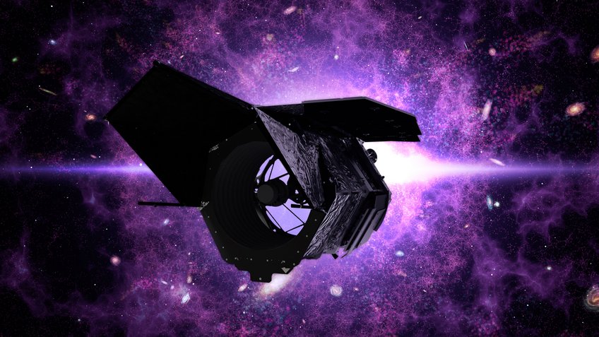 Artist’s impression of the Nancy Grace Roman Space Telescope. The actively cooled primary mirror has a diameter of 2.4 metres. It is a copy of the primary mirror of the Hubble Space Telescope. The scientific objectives are to explore dark matter, dark energy and exoplanets. The Coronagraph Instrument (CGI), in whose development and construction the MPIA is involved, tests a new observation technique for the search and study of exoplanets. Artist’s impression of the Nancy Grace Roman Space Telescope. The actively cooled primary mirror has a diameter of 2.4 metres. It is a copy of the primary mirror of the Hubble Space Telescope. The scientific objectives are to explore dark matter, dark energy and exoplanets. The Coronagraph Instrument (CGI), in whose development and construction the MPIA is involved, tests a new observation technique for the search and study of exoplanets.