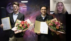 Die Preisträgerinnen und Preisträger des Patzer-Preises 2024 stellten Ihre Arbeit mit einem kurzen Übersichtsvortrag im Rahmen des Patzer-Kolloquiums vor: V.l.n.r.: Maximilian Häberle, Jose Eduardo Mendez Delgado und (zugeschaltet per Videokonferenz) Brooke Polak.