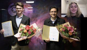 Die Preisträgerinnen und Preisträger des Patzer-Preises 2024 stellten Ihre Arbeit mit einem kurzen Übersichtsvortrag im Rahmen des Patzer-Kolloquiums vor: V.l.n.r.: Maximilian Häberle, Jose Eduardo Mendez Delgado und (zugeschaltet per Videokonferenz) Brooke Polak. Die Preisträgerinnen und Preisträger des Patzer-Preises 2024 stellten Ihre Arbeit mit einem kurzen Übersichtsvortrag im Rahmen des Patzer-Kolloquiums vor: V.l.n.r.: Maximilian Häberle, Jose Eduardo Mendez Delgado und (zugeschaltet per Videokonferenz) Brooke Polak.