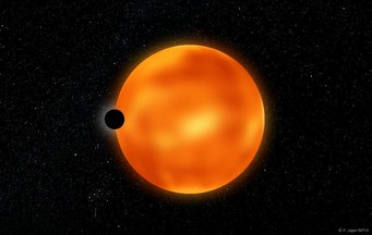Artistic rendering of an exoplanet transit. The parent star shines through the atmosphere of this fictional planet. Artistic rendering of an exoplanet transit