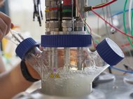 Eine Person arbeitet am Bioreaktor