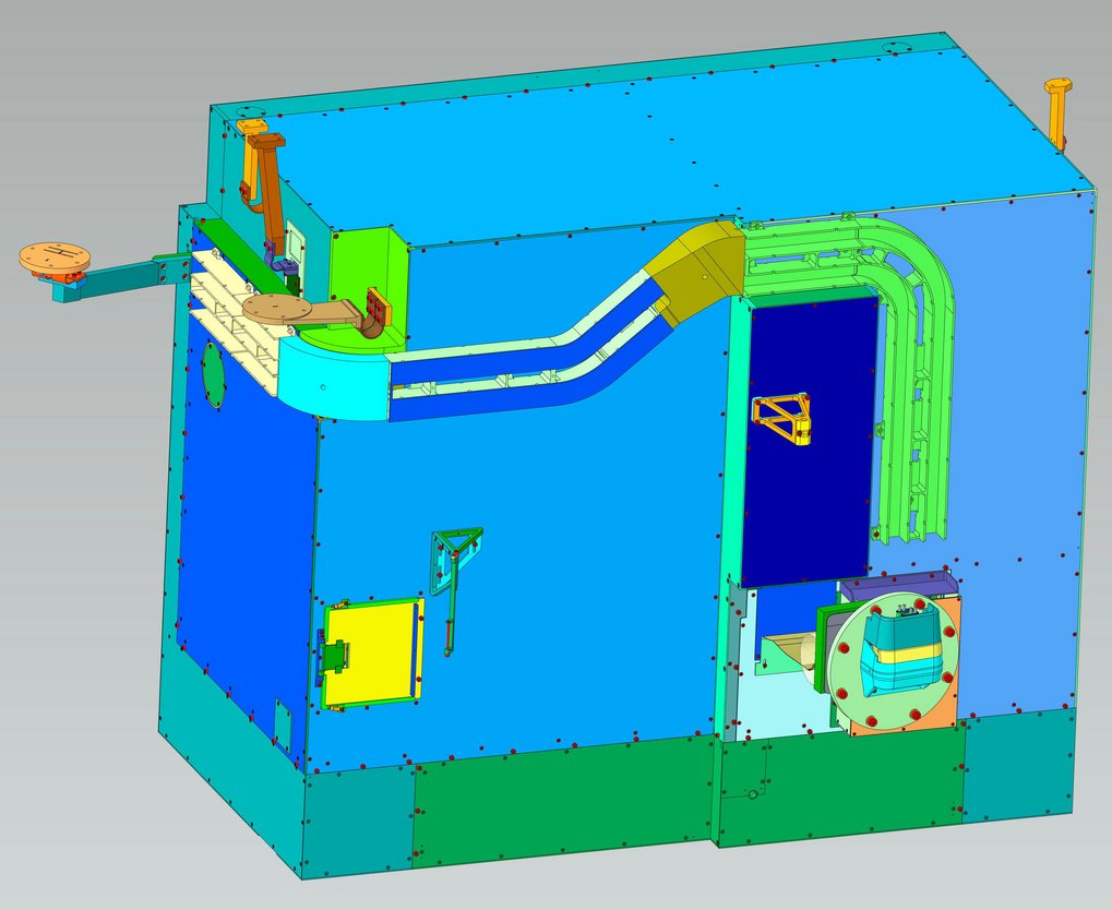 Total view of the Imager including radiation shields and colling connections.&nbsp;