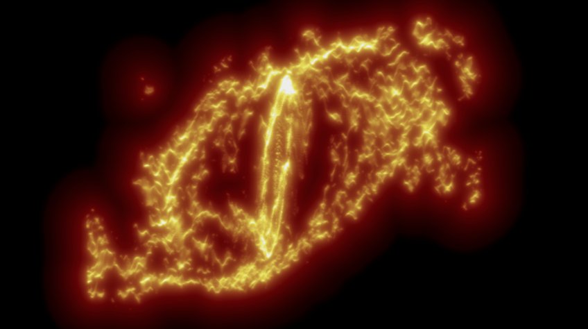Visualization of velocity fluctuations in the nearby galaxy NGC4321. The X- and Y-axis present a spatial and velocity axis, respectively. Visualization of velocity fluctuations in the nearby galaxy NGC4321. The X- and Y-axis present a spatial and velocity axis, respectively.